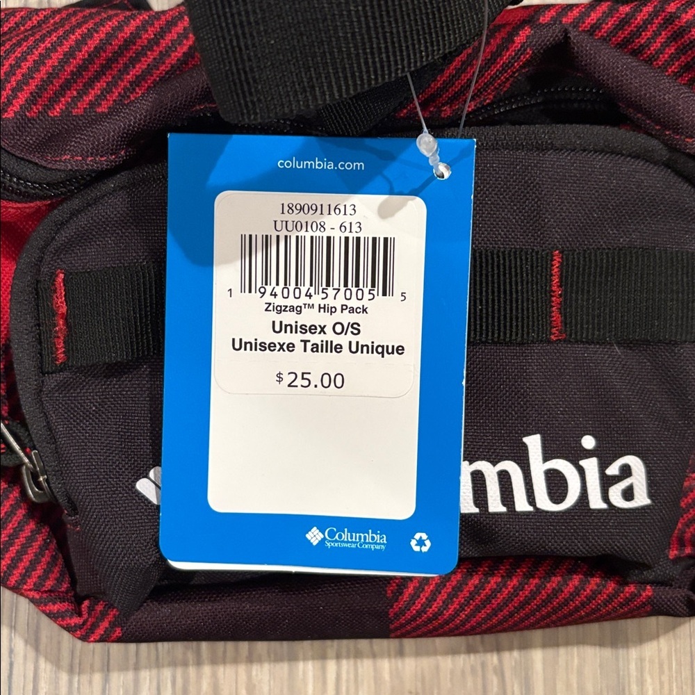 Columbia Zigzag Hip Pack Red Black Plaid Fanny Pack NWT Unisex - Picture 2 of 4